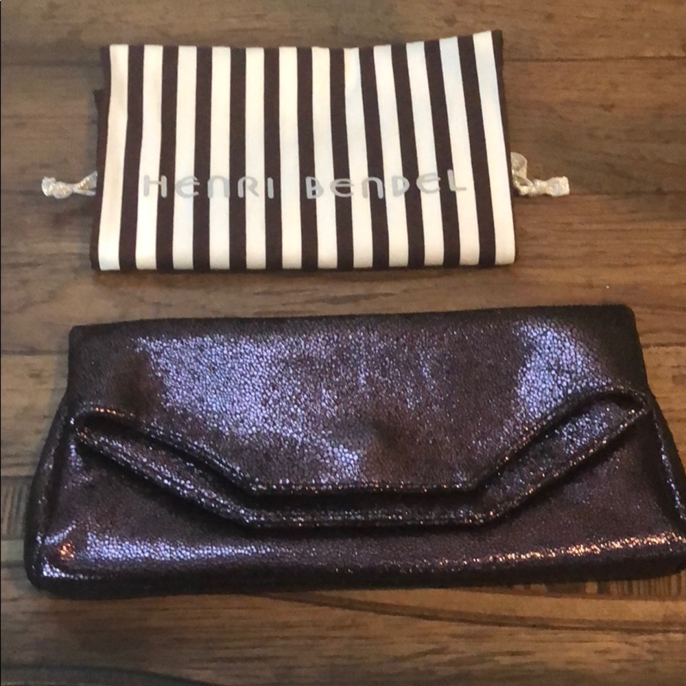 Henri Bendel Metallic Fold-over Clutch